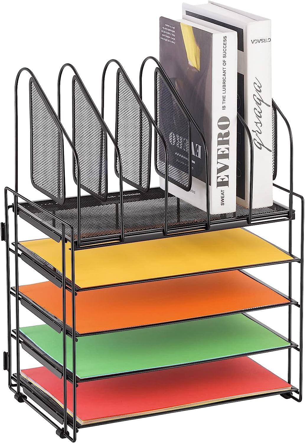230527222150398_1 Lavatino Desk Organizers with File Sorter, 5-Tier Mesh Desk File Organizer with 5 Vertical File Holders, Multifunction Desktop Organizer, Desk Organizers and Accessories for Home Office - Image 1